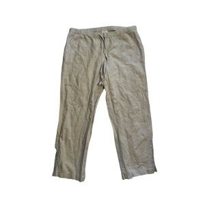 Liz Claiborne Classic Linen Blend Drawstring Pants Tan Beige Large